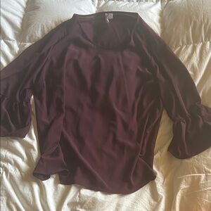 Elle Deep Maroon Blouse with Ruffled Sleeves